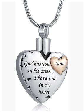 316L Stainless Steel Heart Urn Necklace for Ashes Cremation Memorial Jewelry
